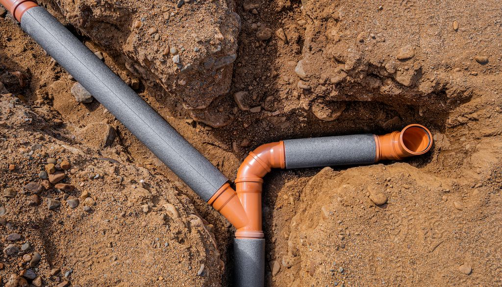 sewer pipes in ground