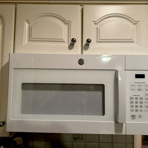 Eric installed an over-the-range microwave on the 