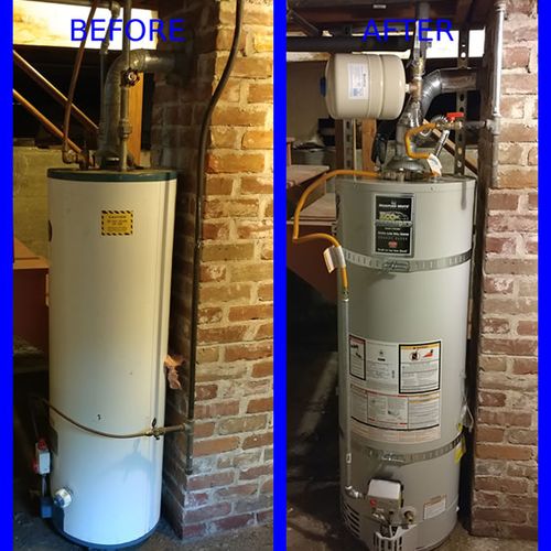 Before and after photo of Gray Plumbing installing