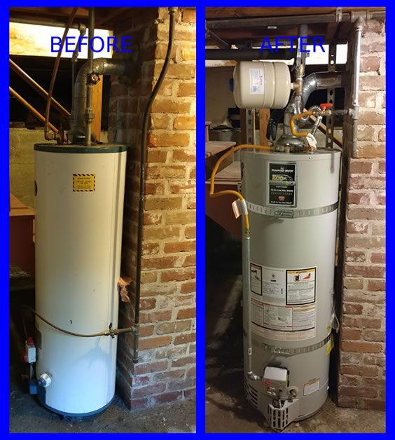 Before and after photo of Gray Plumbing installing