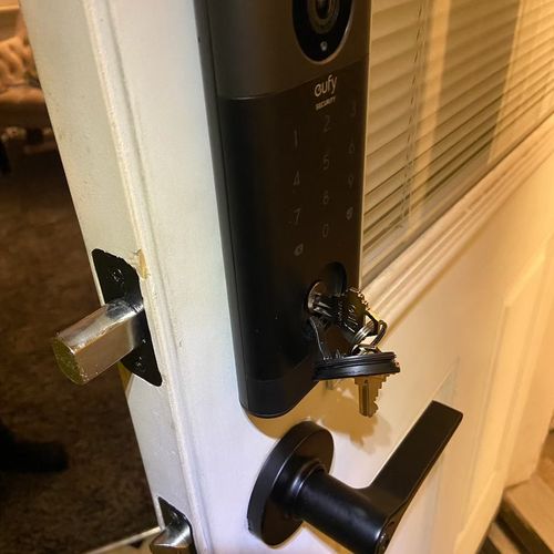 We had a handle and smart door lock installed on o