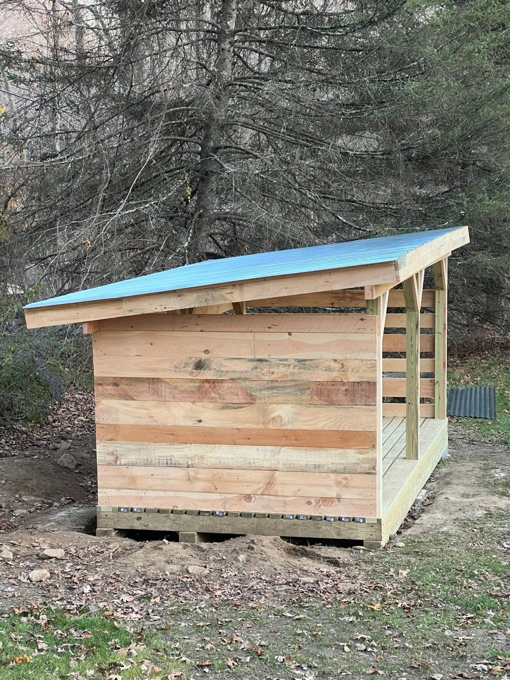 Metal roof for wood shed