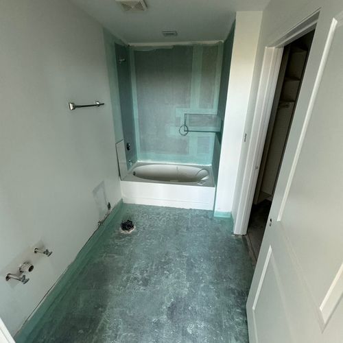 Bathroom remodel - preparation with waterproofing