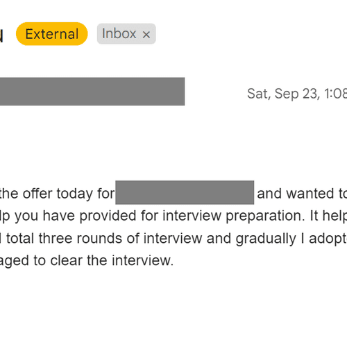 An interviewing skills client got a new job!