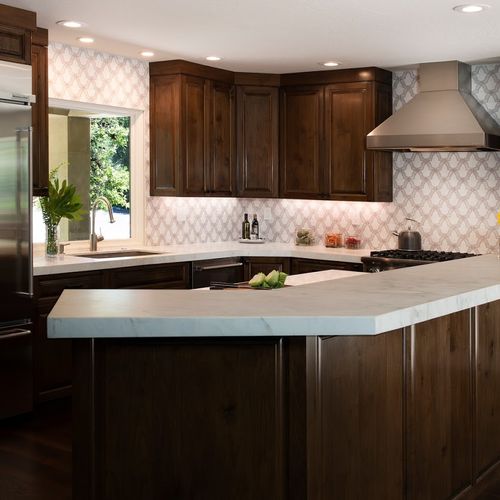 Kitchen with amazing full backsplash