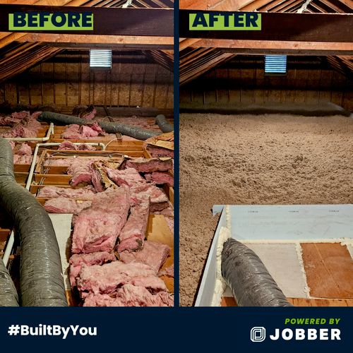attic cellulose before and after