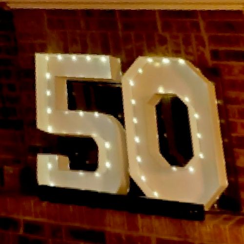 We sell or rent gold/silver numbers with lights