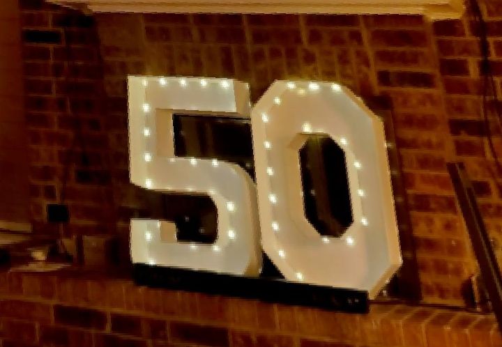 We sell or rent gold/silver numbers with lights
