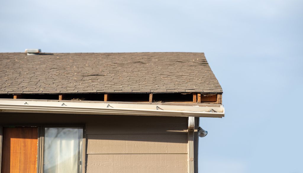 old roof with broken gutters