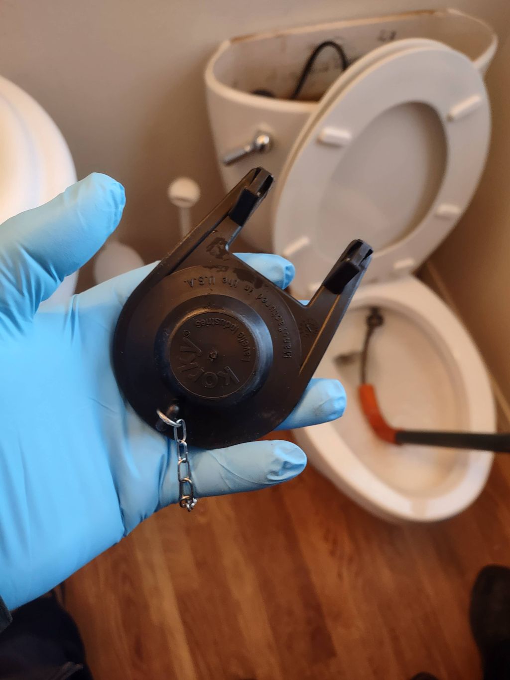 Flapper replacement and toilet hand augur. 