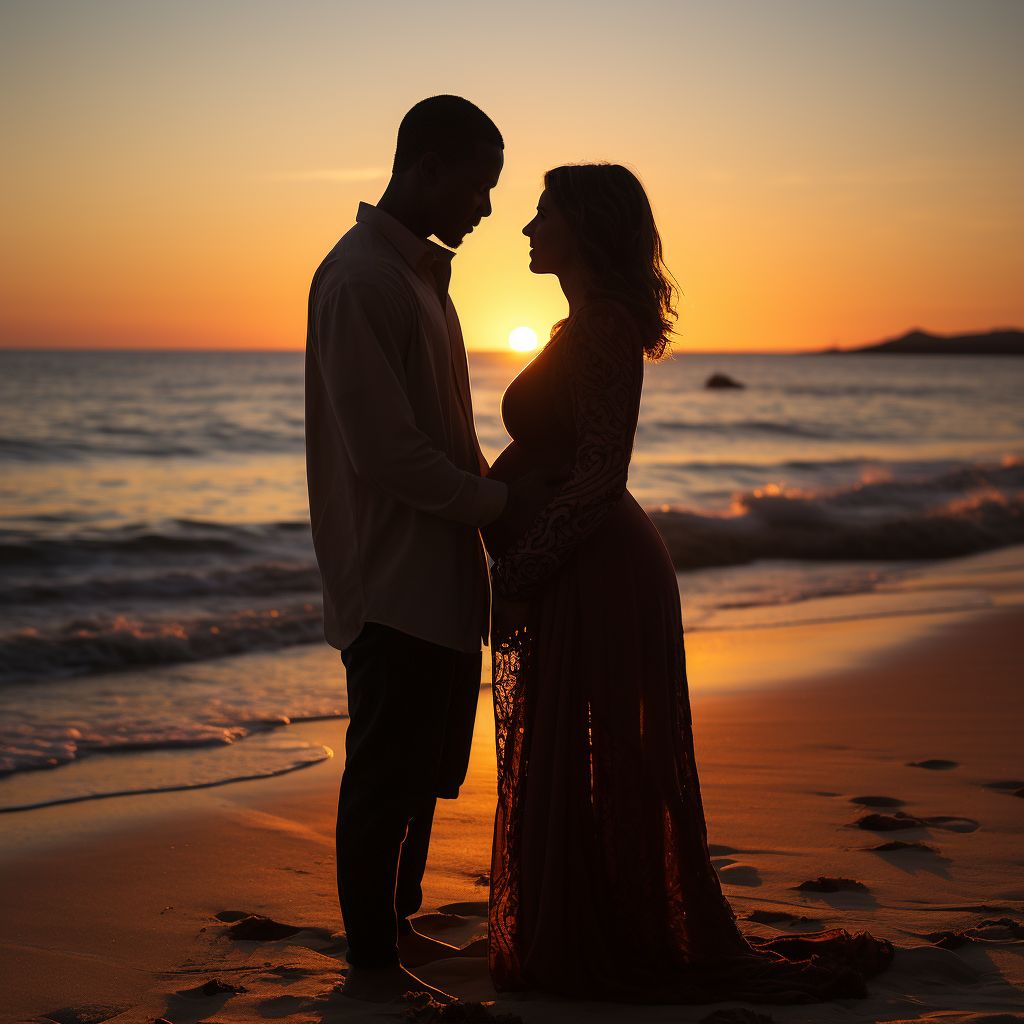 Silhouette couple Maternity Shoot