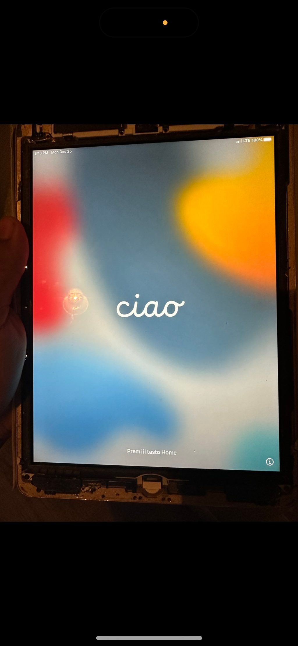 Before:  Ipad screen that was damaged removed 