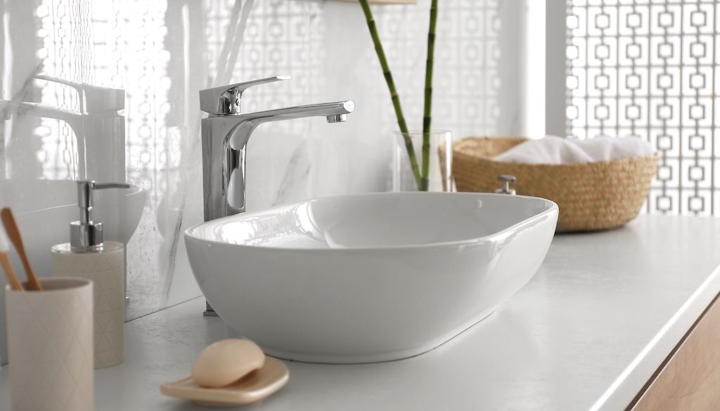 vessel sink in bathroom