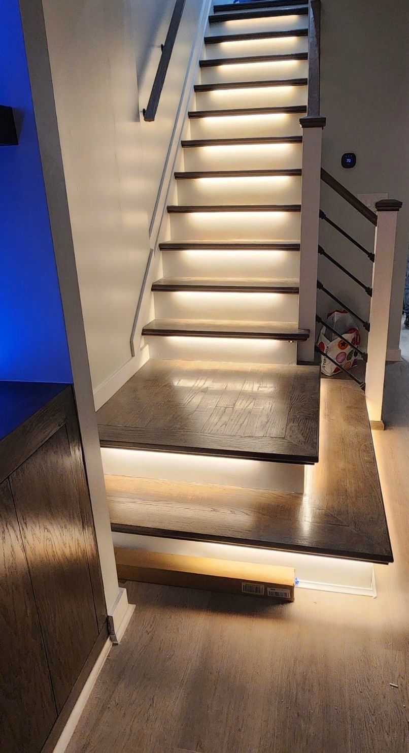 Sam renovated our stairs and added lighting and ma