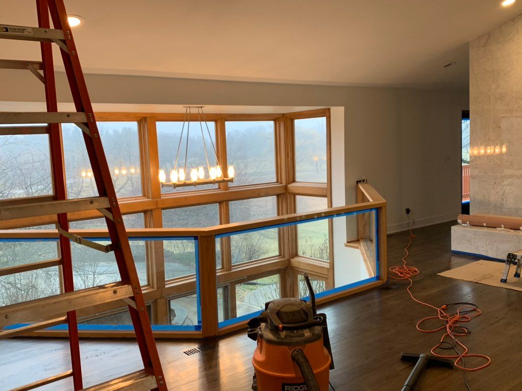 Ceilings, walls and window trim to white. 