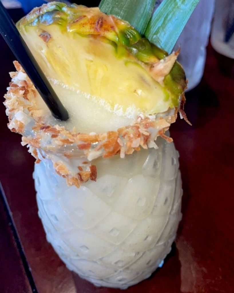 Piña Colada with toasted coconut rim