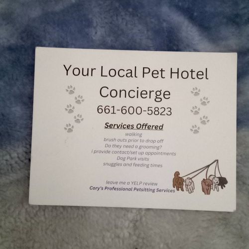 offering hotel pet sitting services