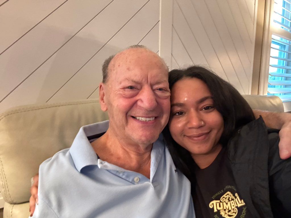 My oldest daughter seeing her grandpa for the firs