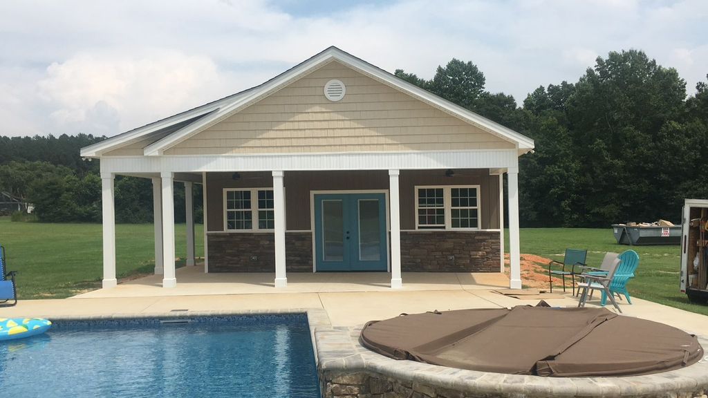 After- new pool house construction 