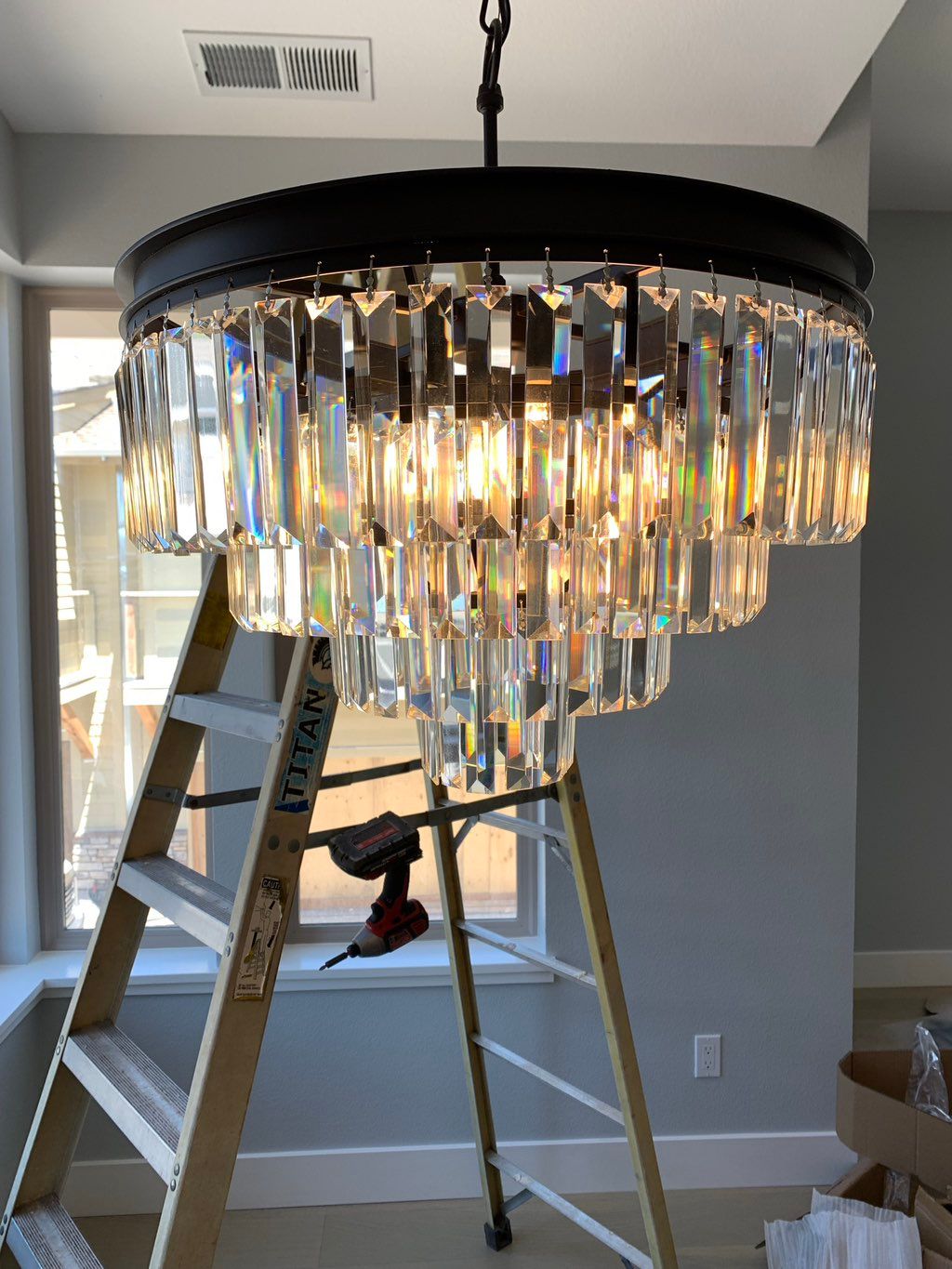 Chandelier installation 