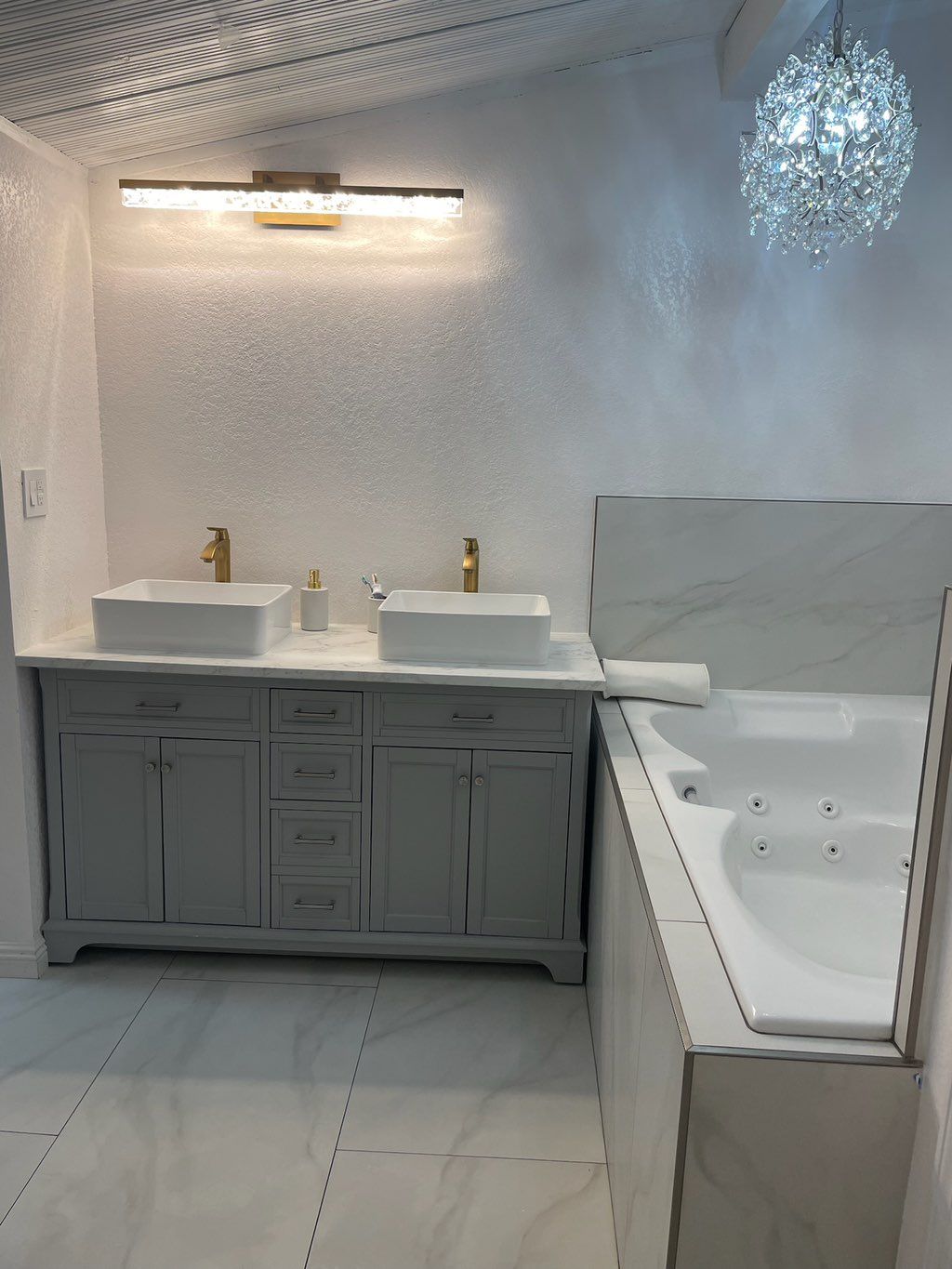 His and her vanity addition. Jacuzzi tub addition 