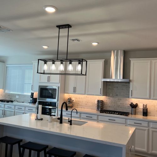 Logan installed the fans and pendant lights for ou