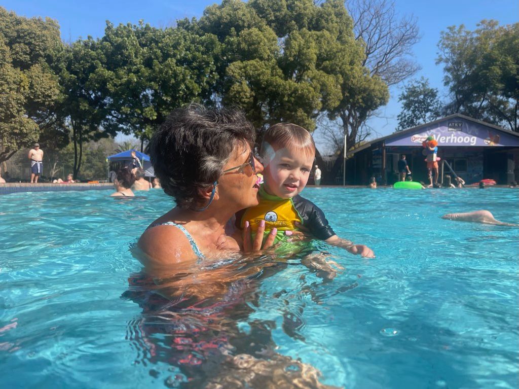 Teaching my grandson 2yrs to go under - he loved i