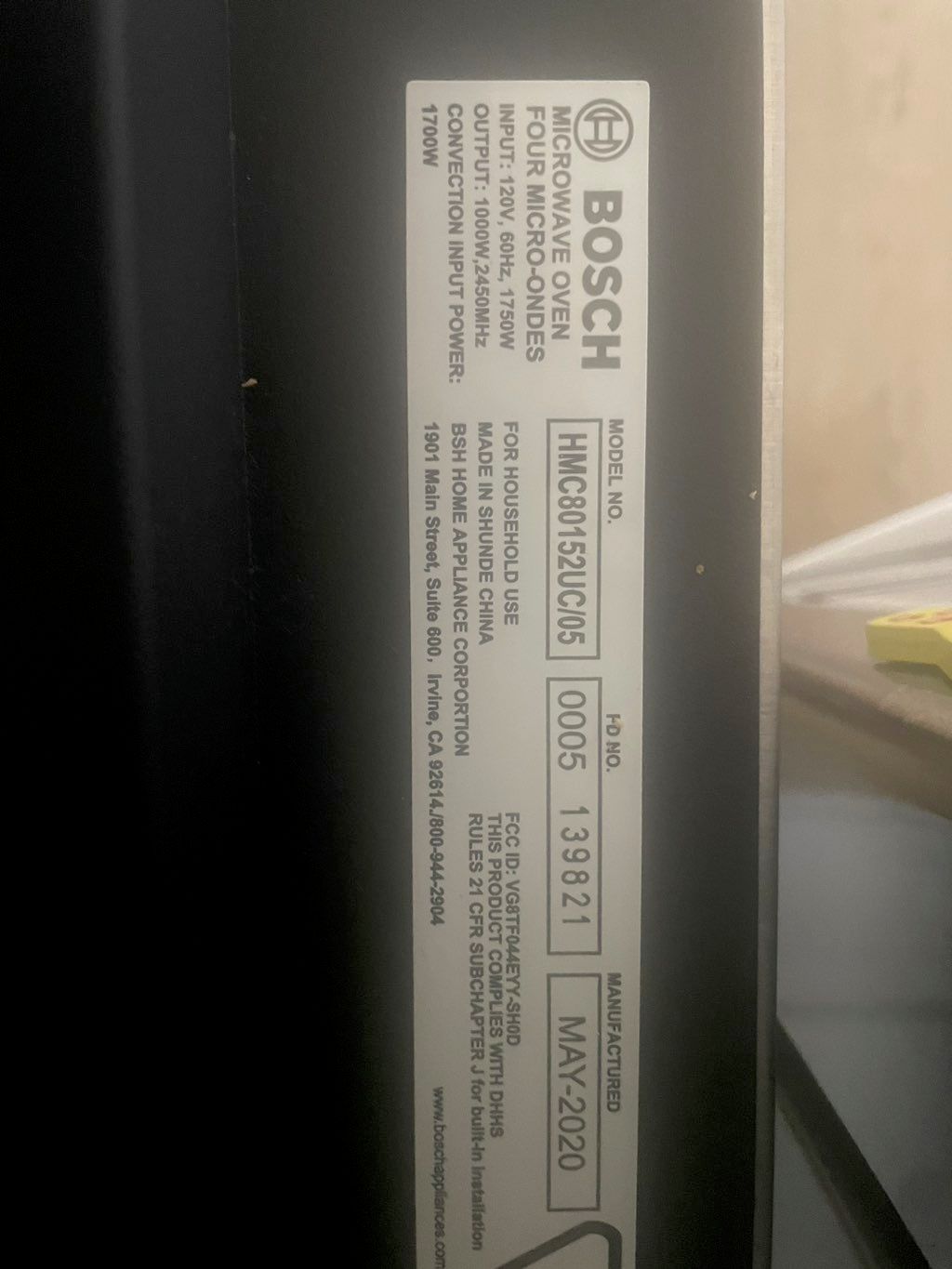 Repaired my Bosch combination oven/microwave. On t