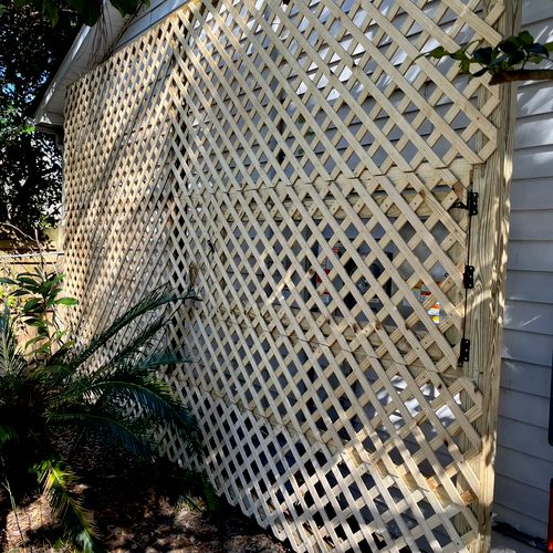 Trellis for ivy to cover up meter boxes with acces