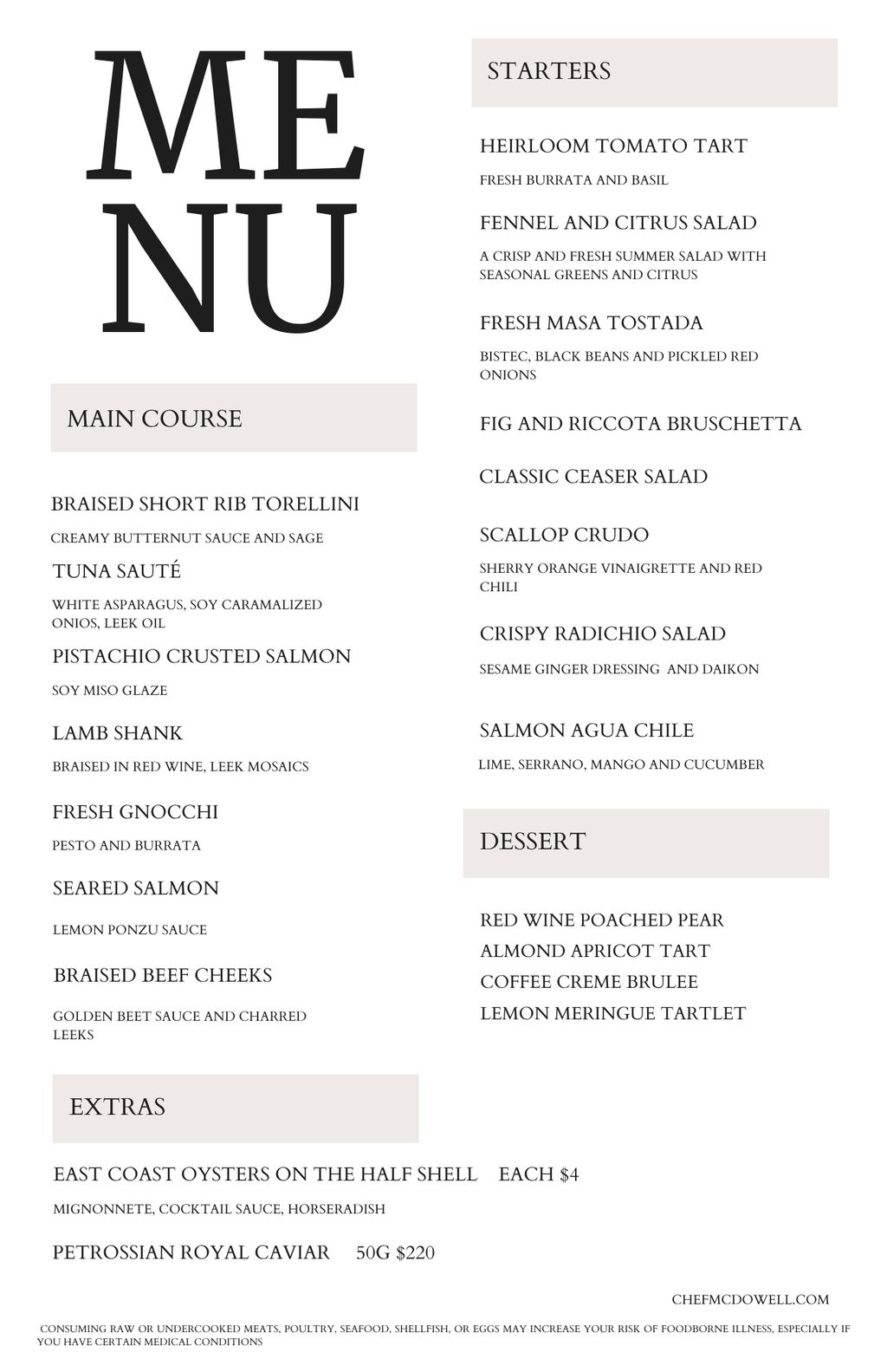 Menu Options