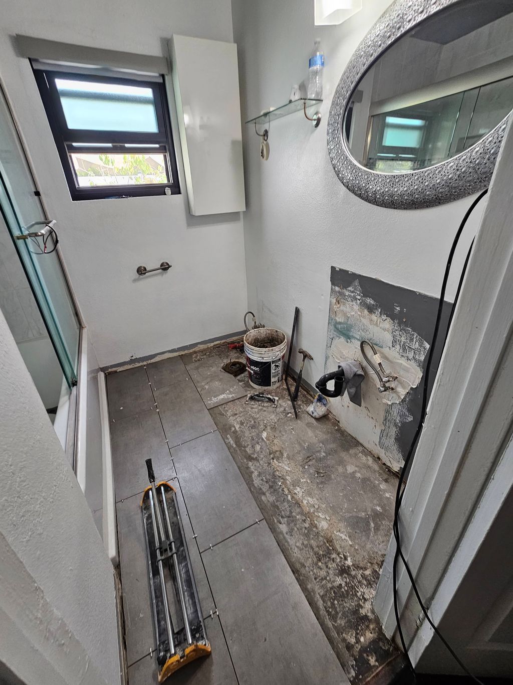 bathroom floor and vanity upgrade 
