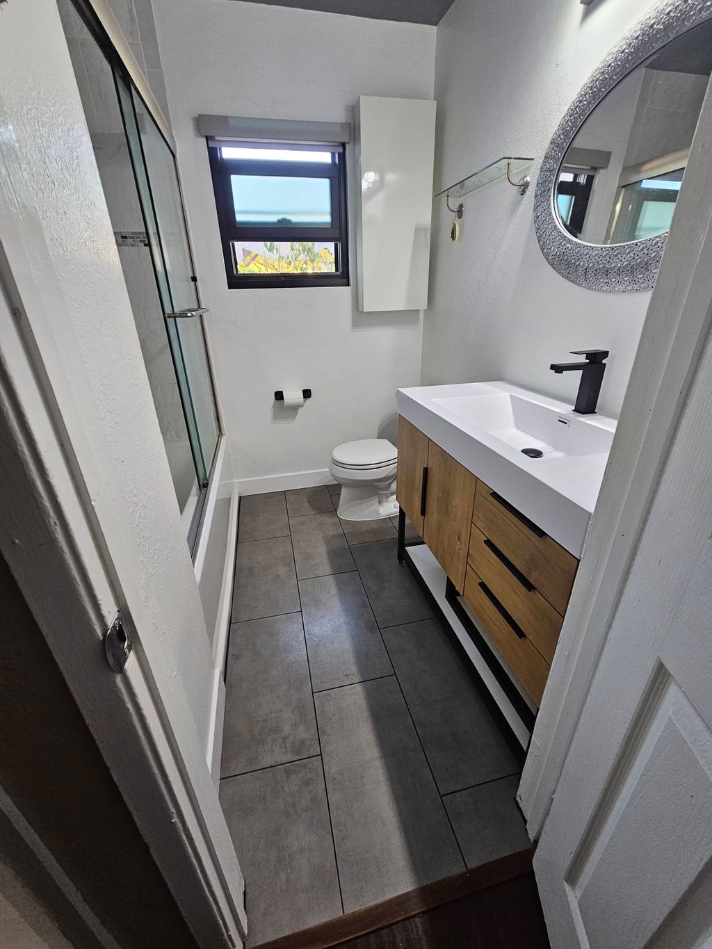 bathroom floor and vanity upgrade 