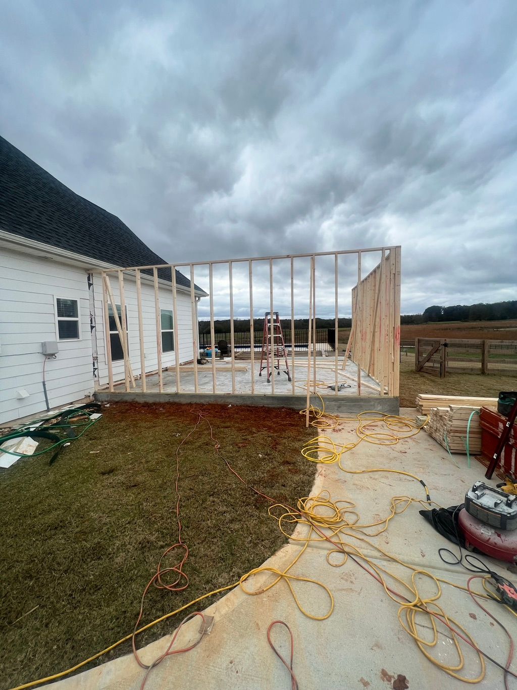 Starting the framing for house extension