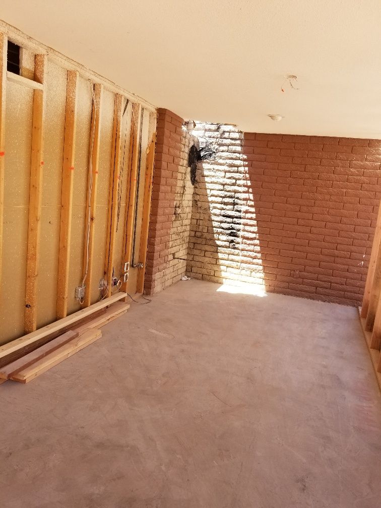 After floor, wall, fireplace Demo.