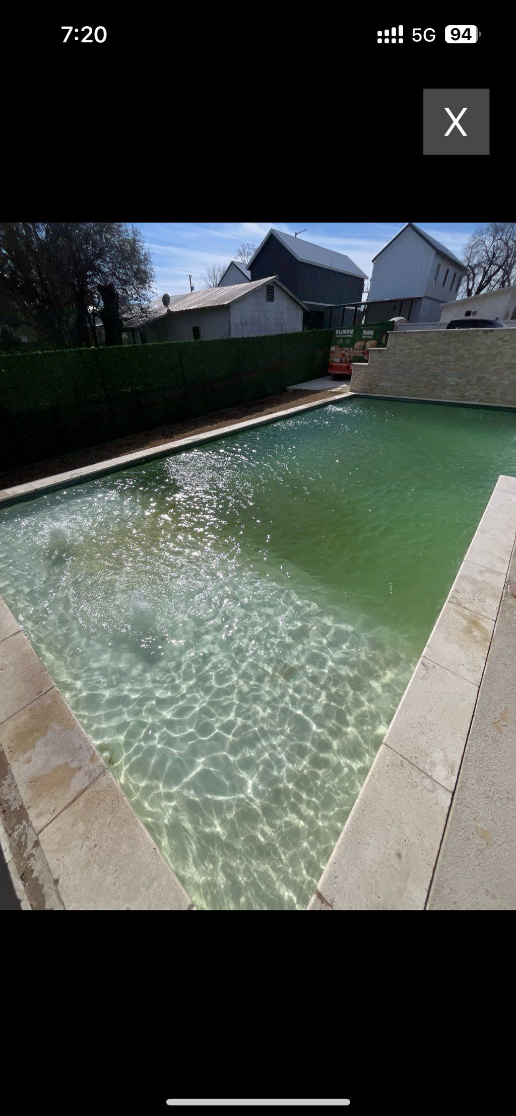 Green pool before.
