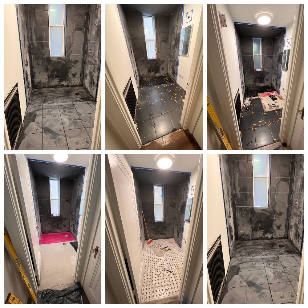 laying tiles on the floor