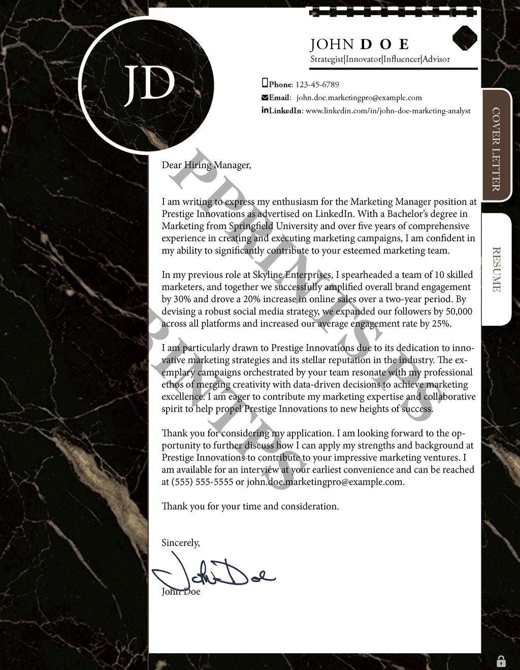 Black Marble Elegance CV Interactive