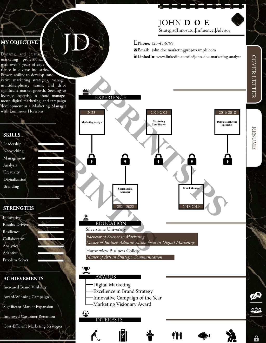 Black Marble Elegance Resume Interactive