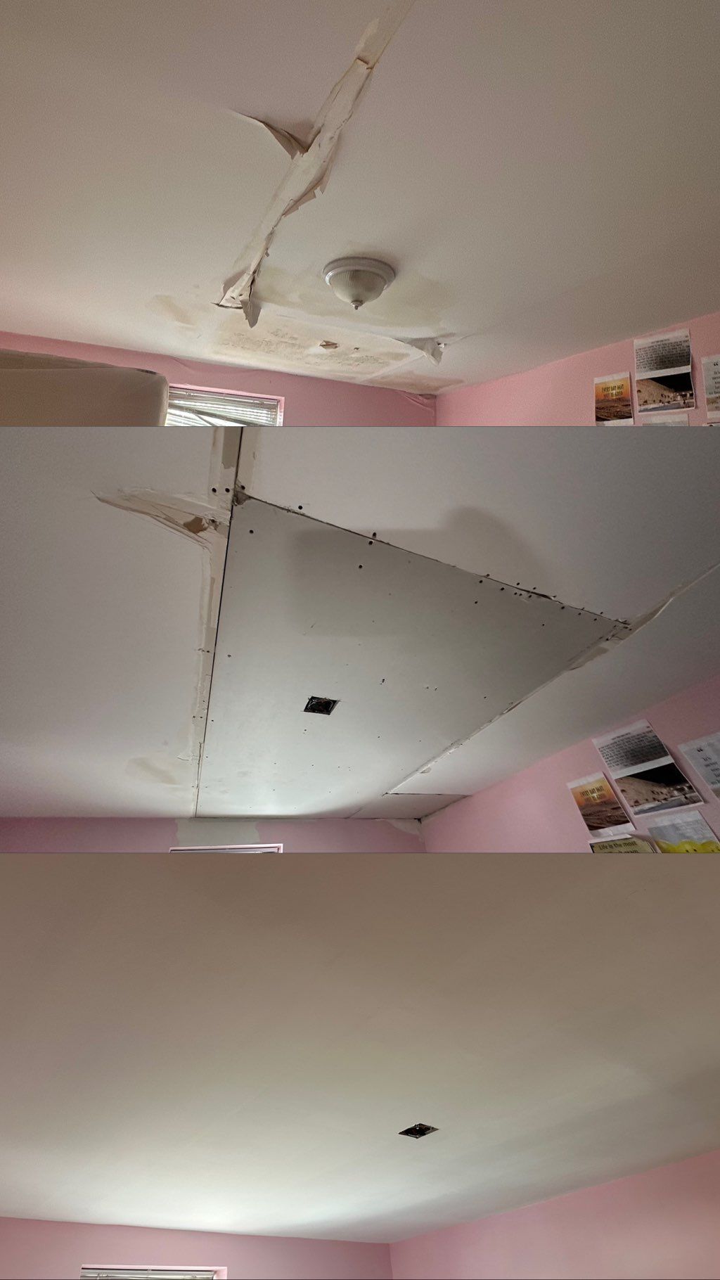 Ceiling repair after a flood 