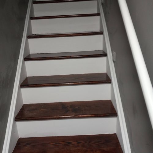 paint, stained and poly stairs