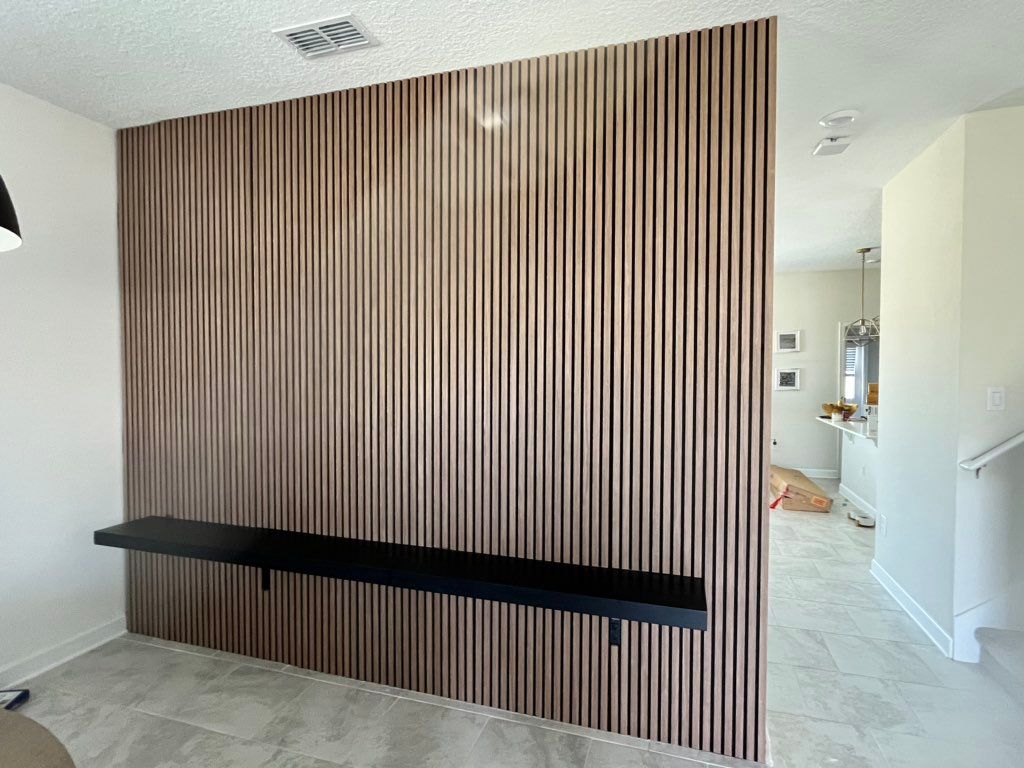 Wall panels and floating shelves