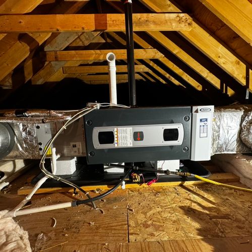 Change out of a furnace and coils done in an attic