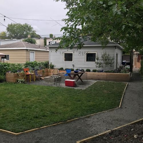 Backyard transformation - garden beds & hardscape