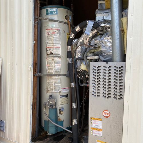 Old 30 galling water heater in manufactured home, 