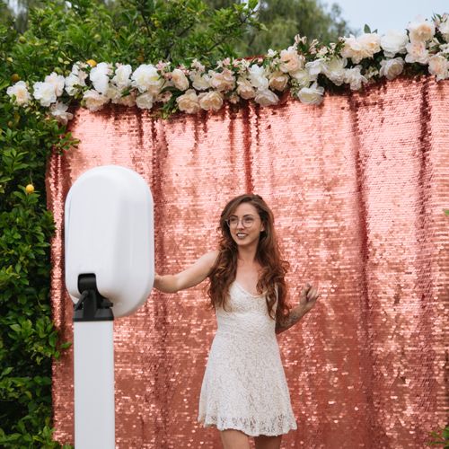Blush Pink Photo Booth Backdrop with Flowers