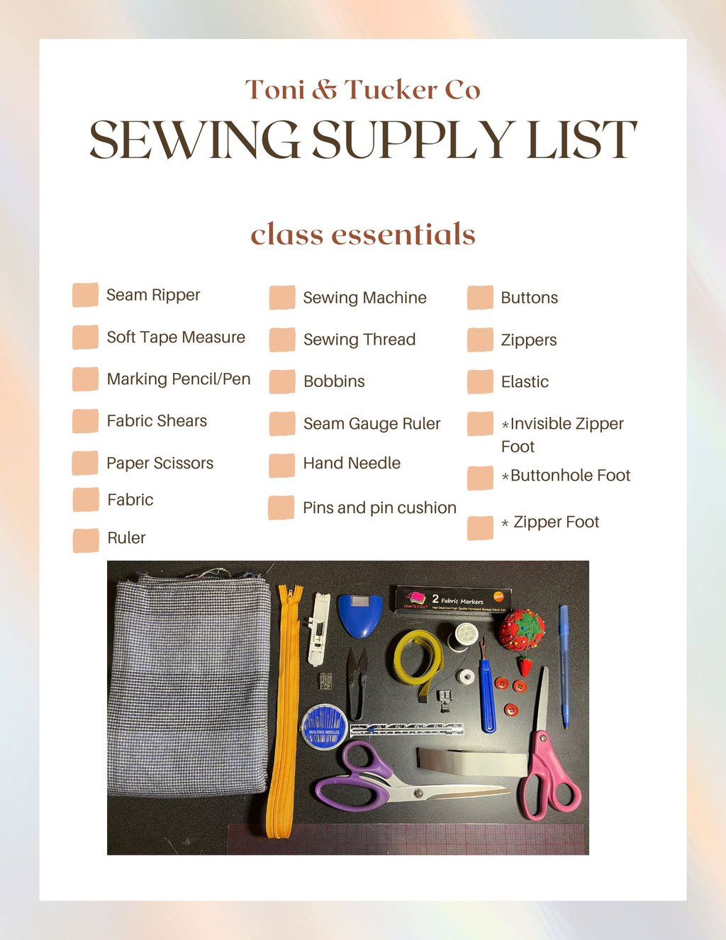 Basic Supply List for Most Classes