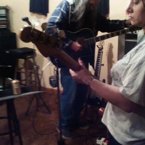 Me playing bass guitar jamming with my dad Patrick