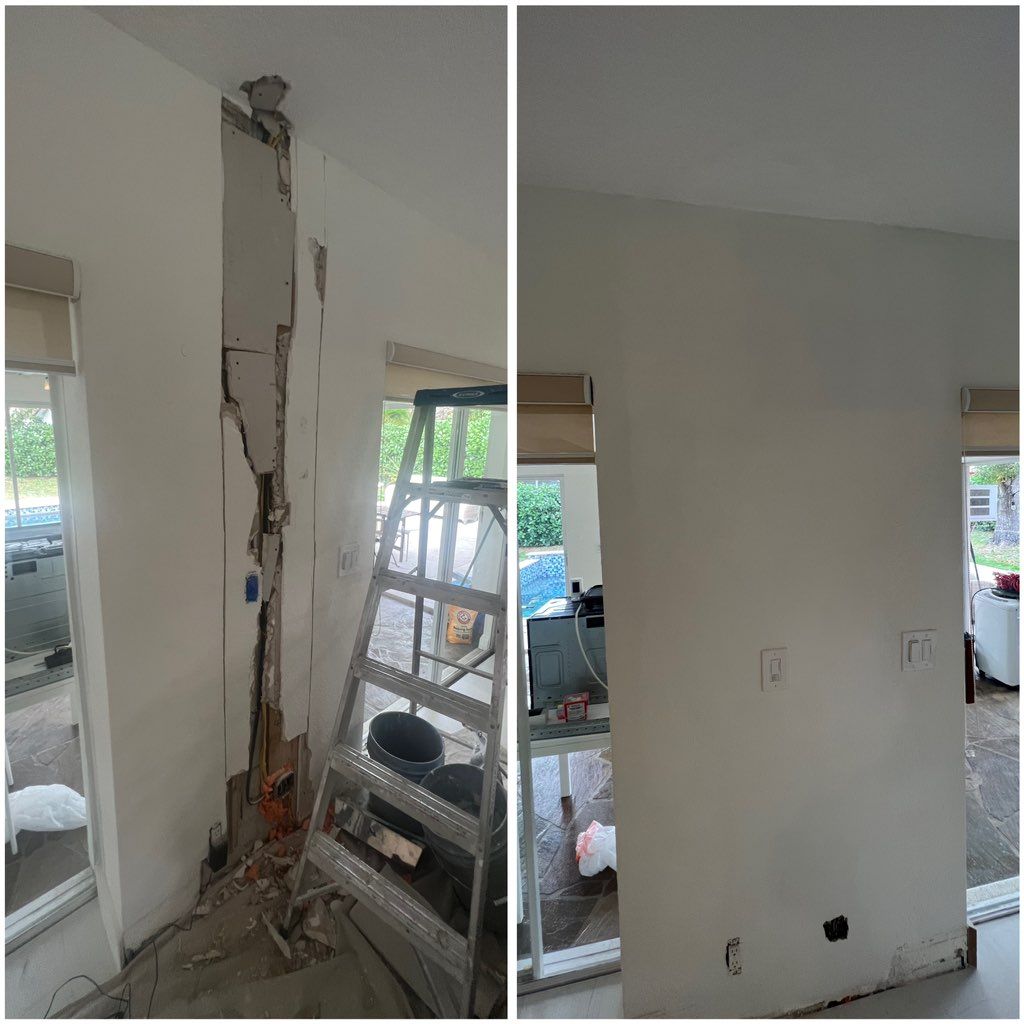 Wall repair before and after
