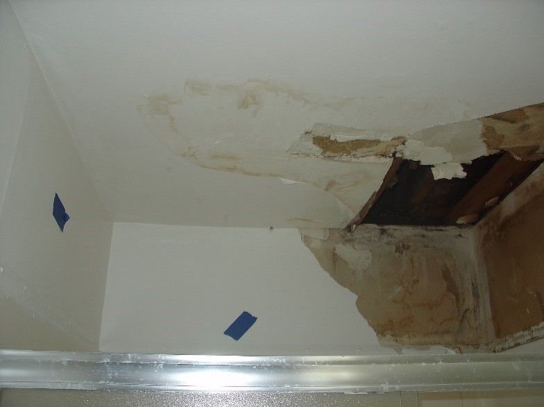 Moisture mapping of ceiling after water damage and