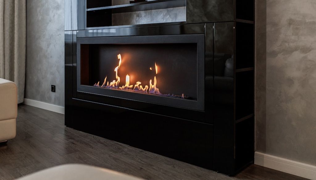 fireplace remodeling idea: black modern fireplace